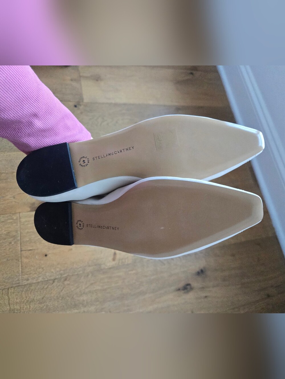 Stella McCartney White Lace-Up Pointed Toe Flats - Picture 2 of 2